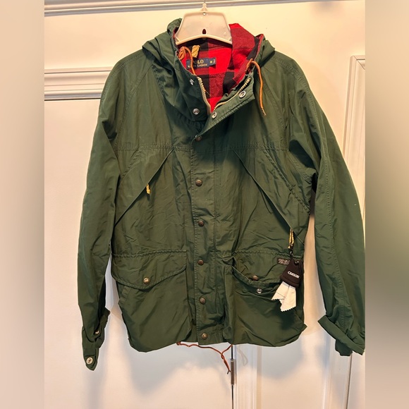 POLO RALPH LAUREN VTG mountain Field Coat parka Green Mens Medium Flannel Lining